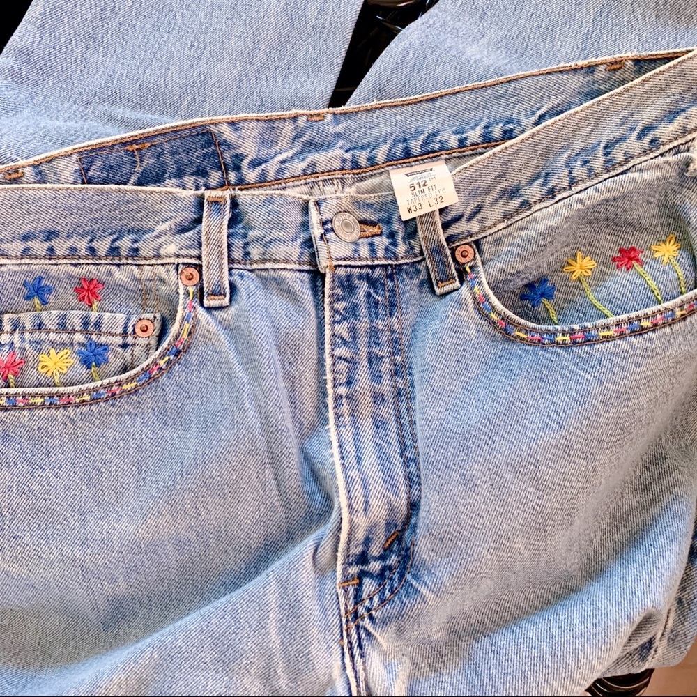 VINTAGE LEVIS 512 UNIQUE HAND EMBROIDERED JEANS